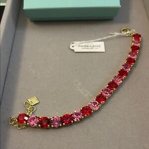 Park Lane Gold Bracelet with Red and Pink Crystals